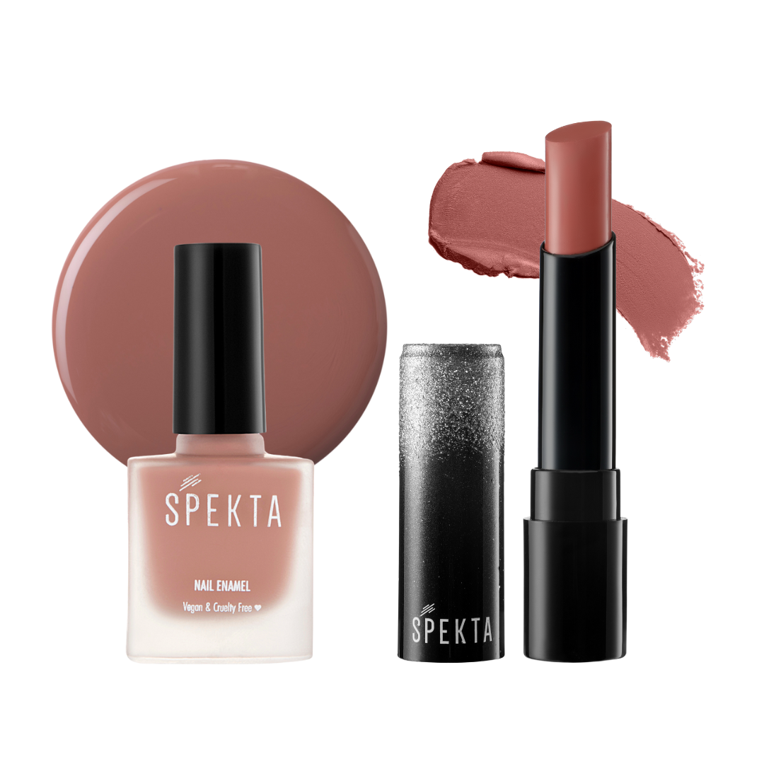 spekta nail polish and lipstick set nude pink lips and tips combo pack