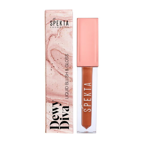 spekta dewy diva liquid blush for cheek tint lip gloss brown colour with box