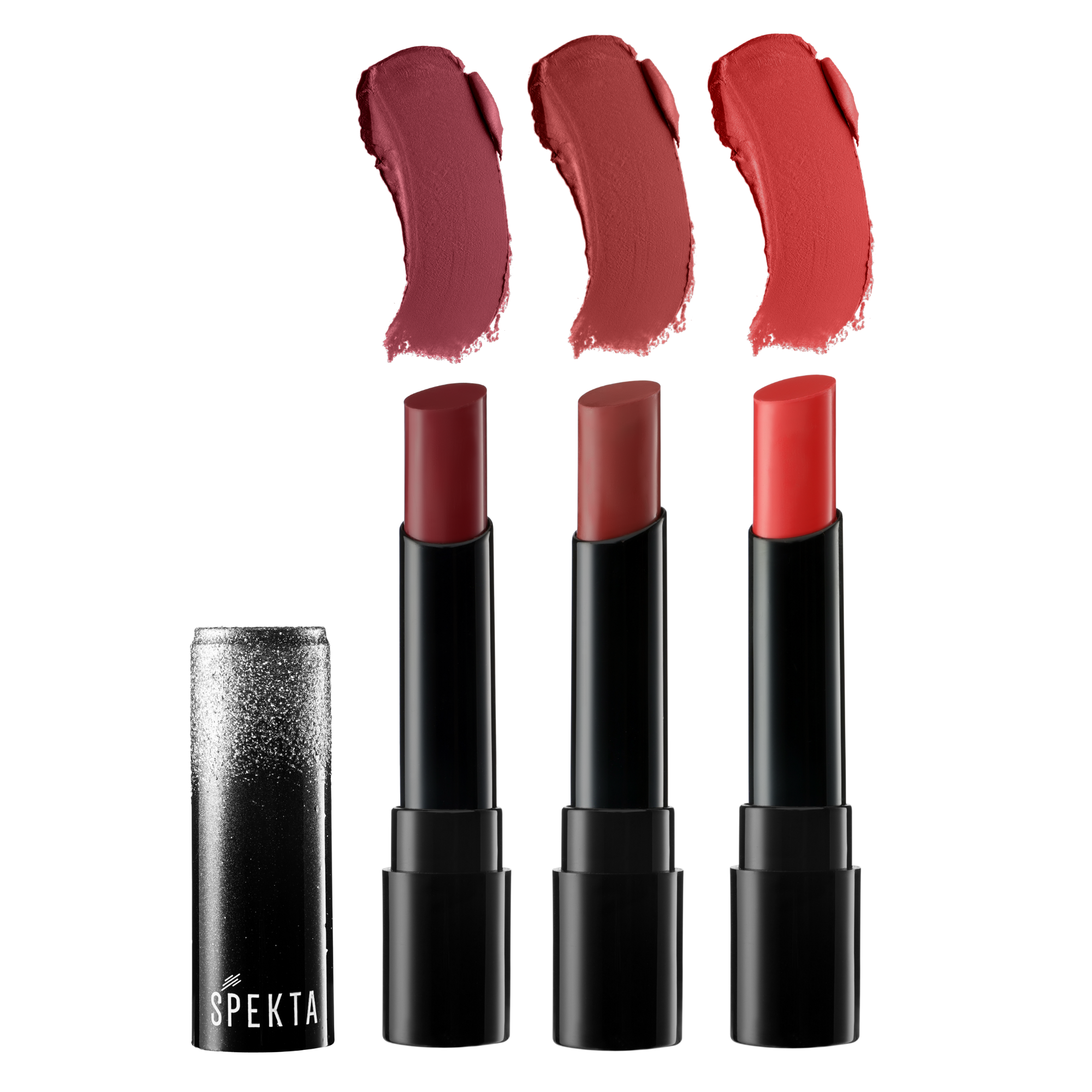 spekta set of three matte lipstick shades for dusky skin
