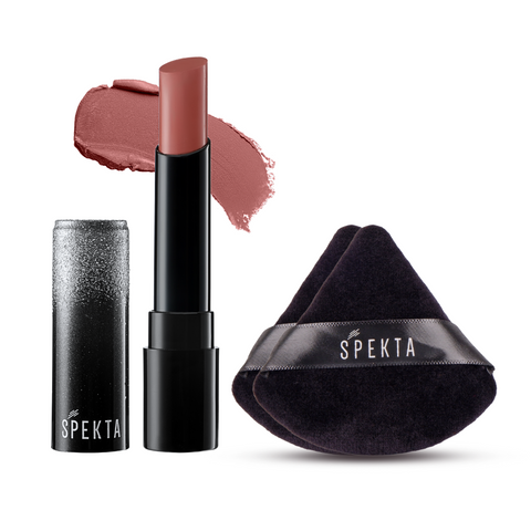 Spekta Matte Lipstick & Set of 2 Powder Puffs Combo