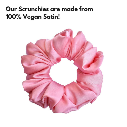 Spekta Set of 3- Vegan Satin Scrunchies for hair (Avocado, Pink & Purple)
